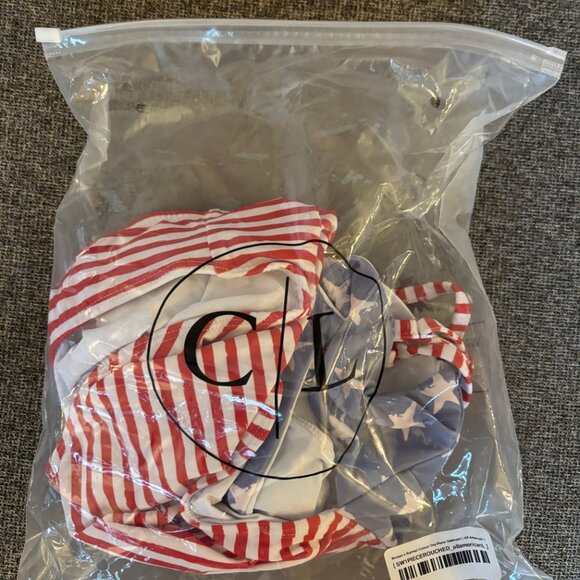 NWT Womens Caden Lane One Piece Swimsuit Patriotic Flag Print - Size S - Picture 5 of 5